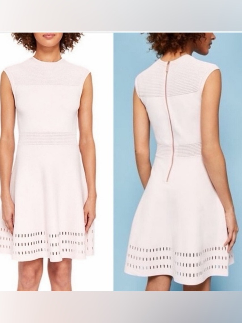 Ted Baker London Light Pink Sleeveless Fit & Flare Knit Dress